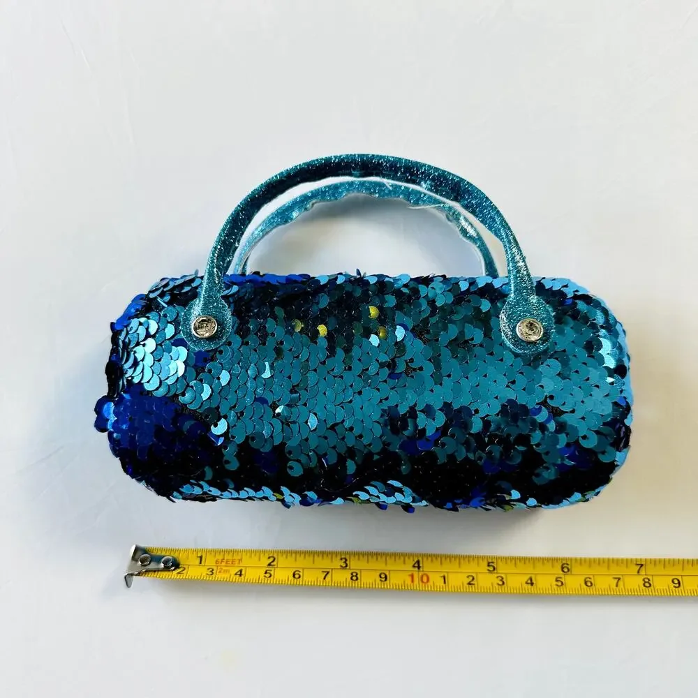 ❣️LOWEST PRICE❣️ Justice Blue Sequin Kids Sunglass Case Purse